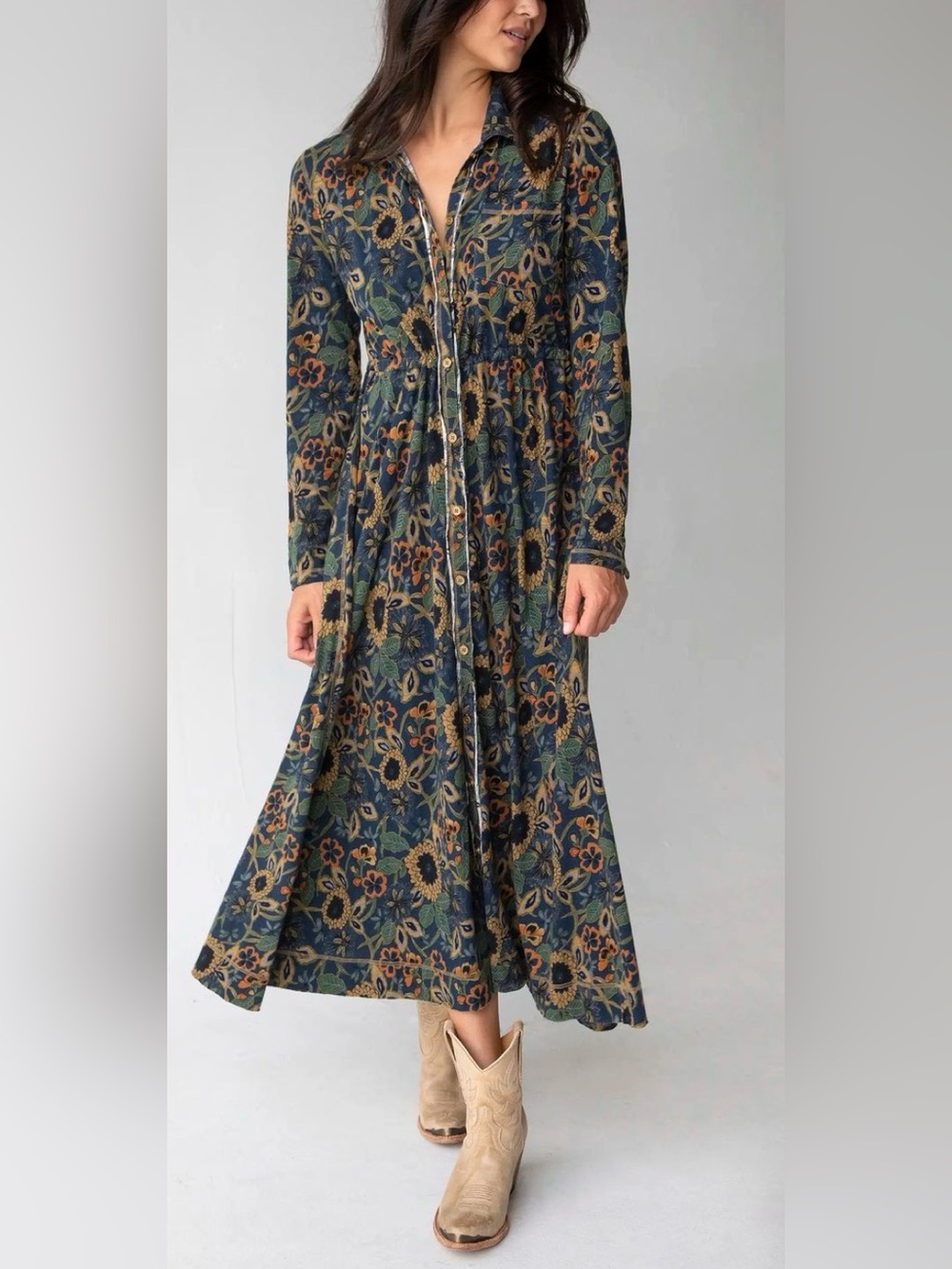 Natural Life Christa Knit Cotton Button Down Maxi Dress Medium